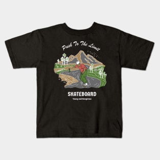 Down Hill Skateboard Kids T-Shirt